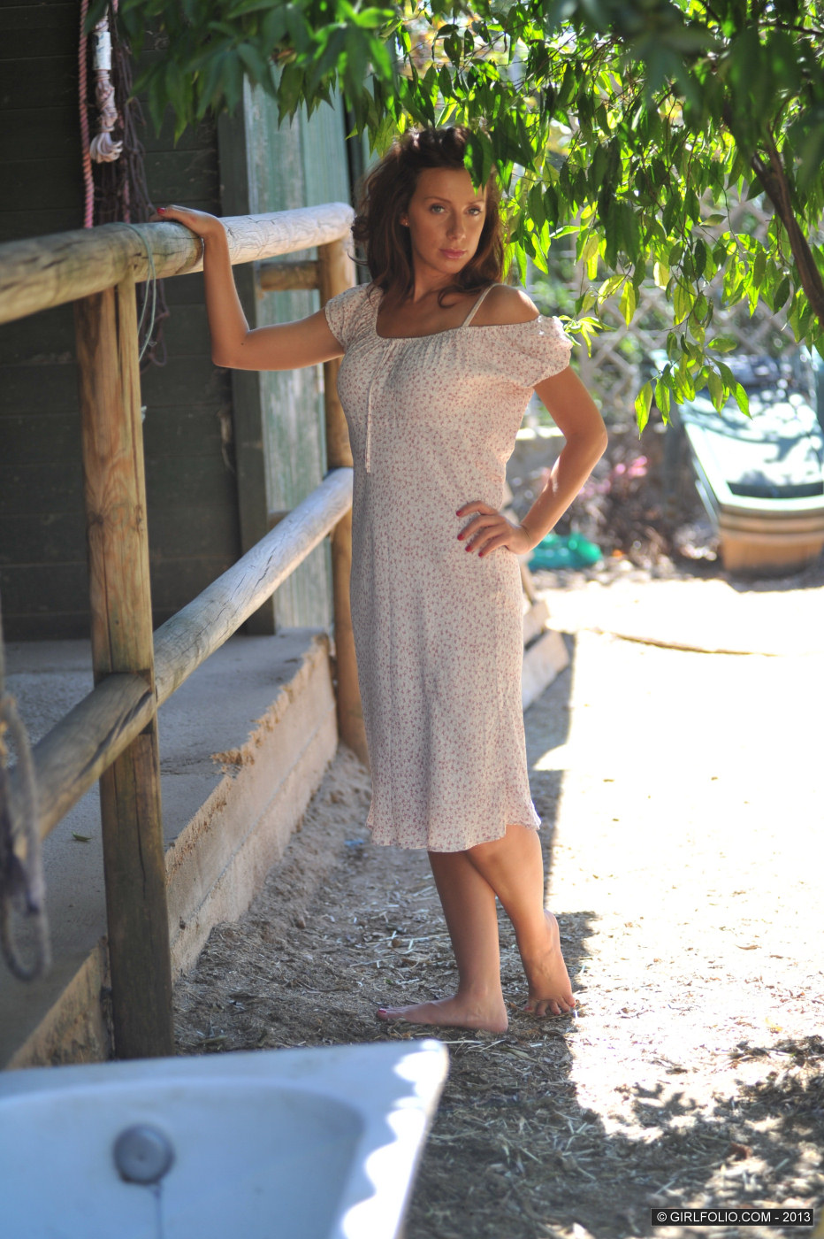 Tori B - brunette milf outdoor in white summer dress - 30-gf-torib-21-030 from Girl Folio